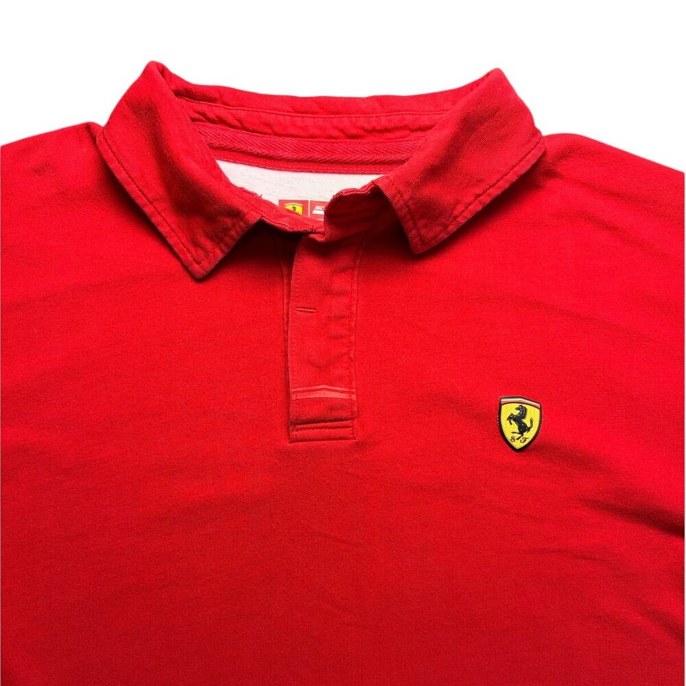 Scuderia Ferrari Polo Shirt Red Short Sleeve Logo Men's Size Large Formula 1